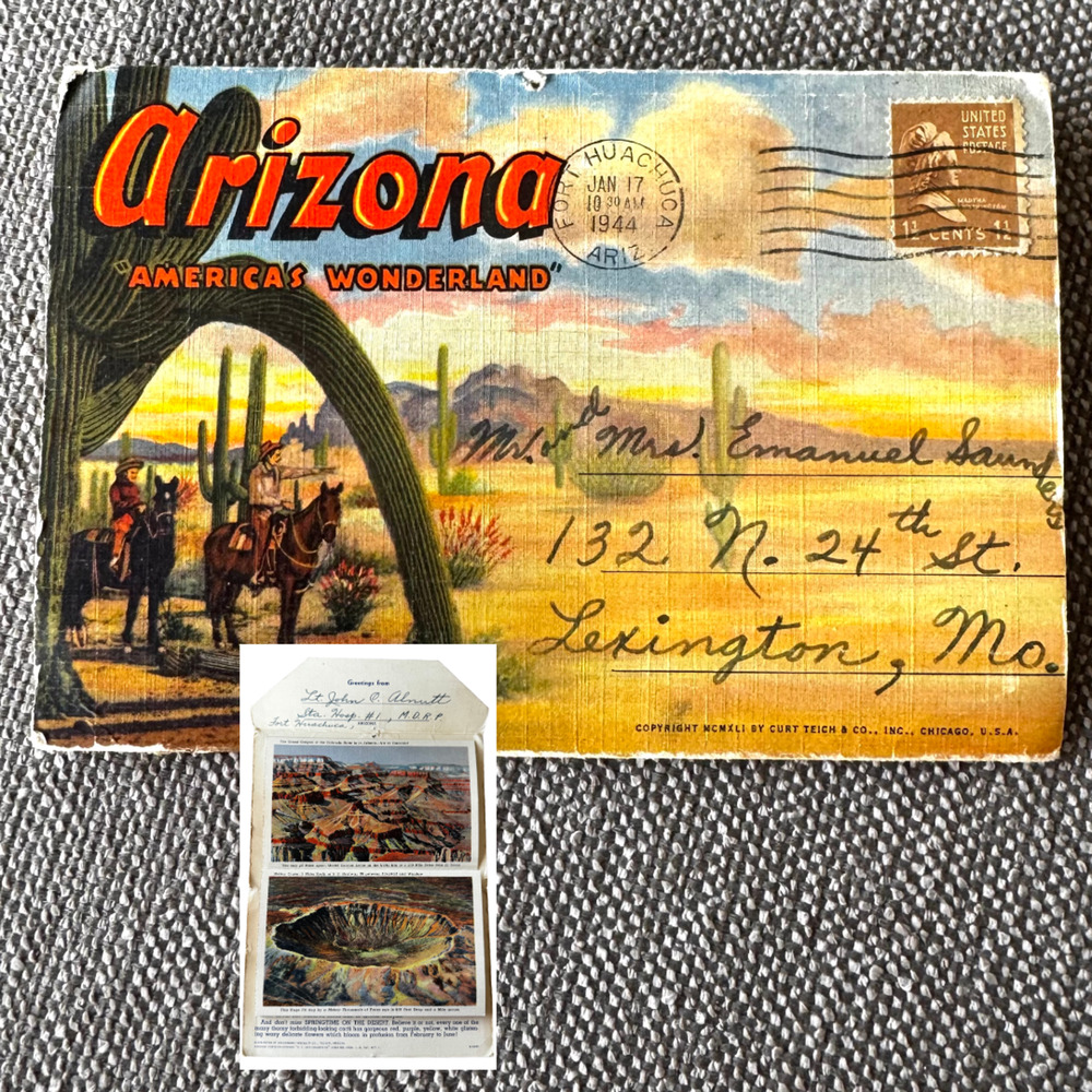 Vintage Arizona History Rare Foldout Linen Souvenir Postcard Folder w/ 18 Photos